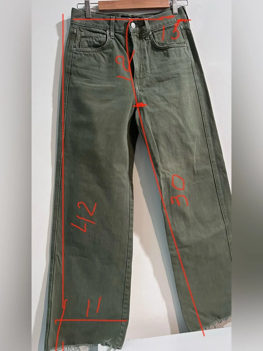 Veronica Beard Taylor Relaxed Wide Leg High Rise Jeans Clover Green 28
